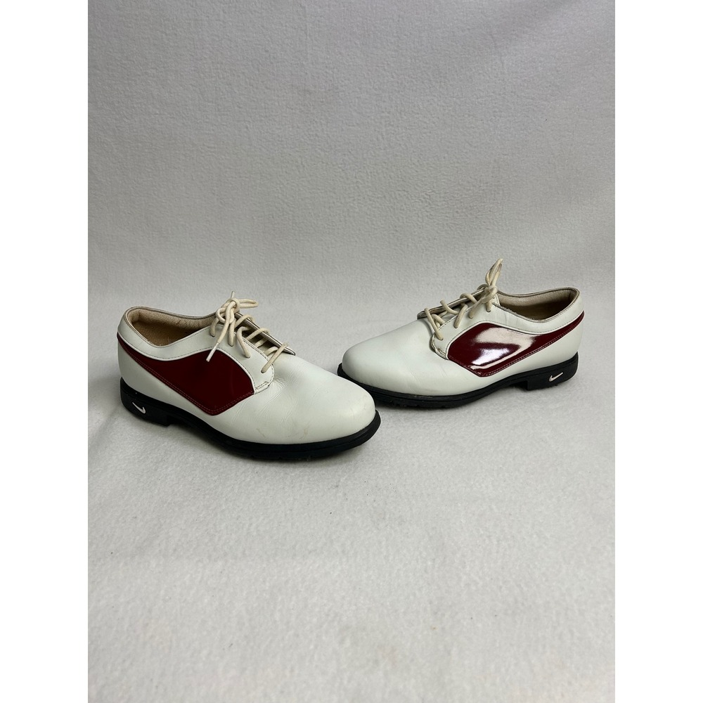 Preppy Nike Golf Womens 7 White Red Leather Spiked Verdana Last 307454-161